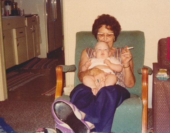 This is Grandma with Uncle Ronnie's son Michael - she never pulled any tricks on Mike.
